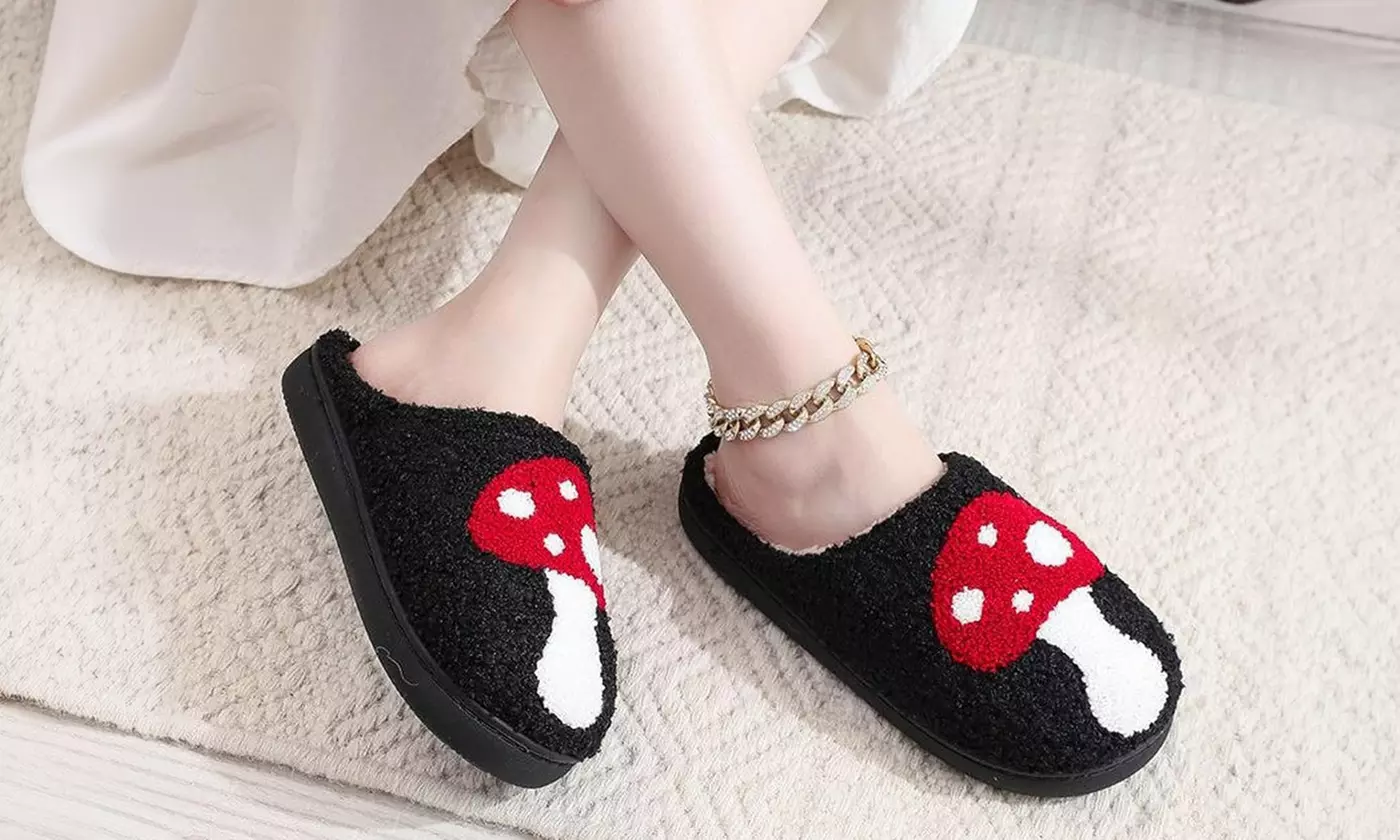 Mushroom Slippers For Women Men Warm Cozy Plush Fuzzy House Slippers