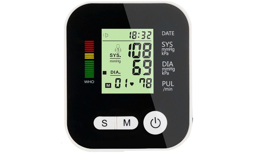 Image 2: Arm Blood Pressure Monitor; Large LCD, 2-User Memory, Adjustable Cuff
