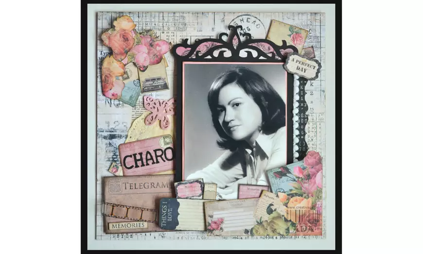 Image 1: Cuadro o álbum de scrapbook diseñado a mano, con hasta 30 fotos 