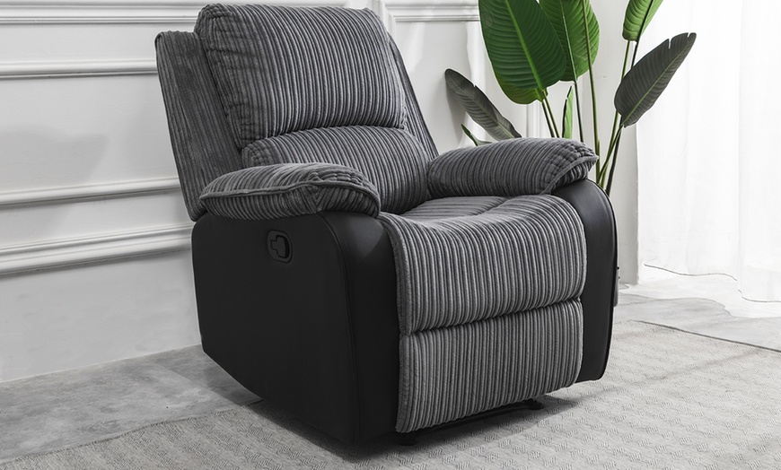 Image 10: Jumbo Cord Fabric Recliner