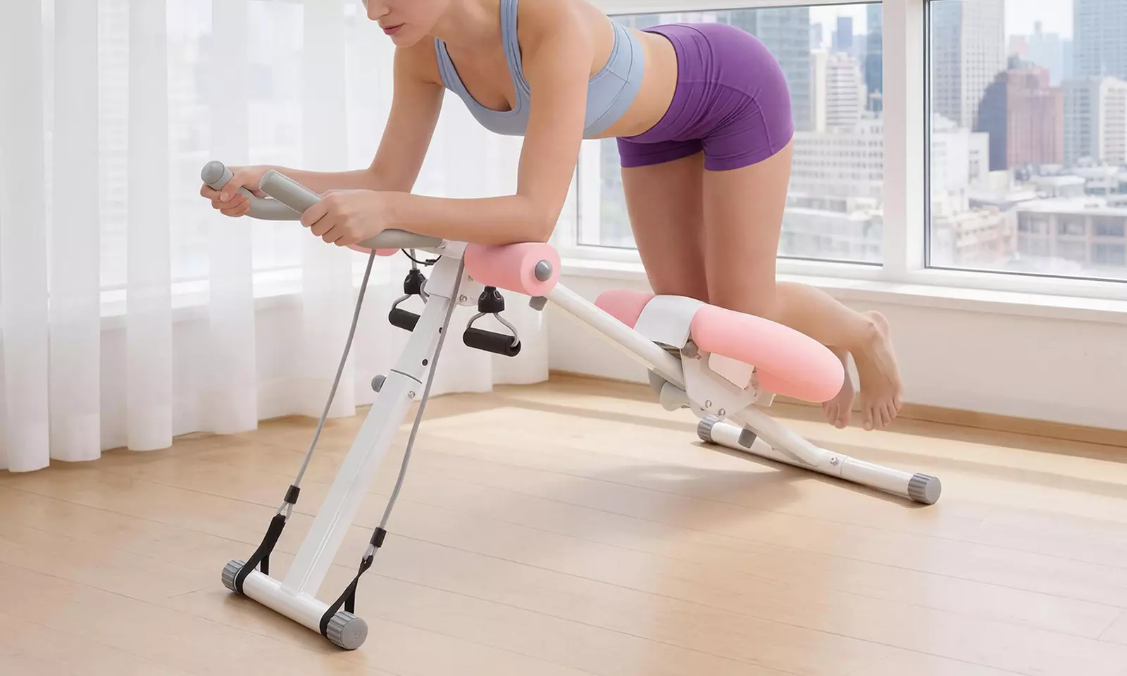 Centra Foldable Ab Machine with LCD Monitor and Resistance Bands