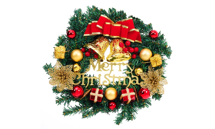 Image 2: Living And Home Christmas Artificial Wreaths, 30cm and 32cm Designs 