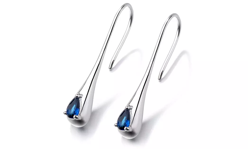 Sterling Silver Gemstone Water Drop Earrings by DreamGem - Primary Image