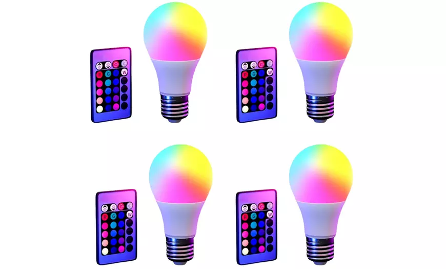 Image 7: 1, 2 of 4 gekleurde led-lampen met afstandsbediening