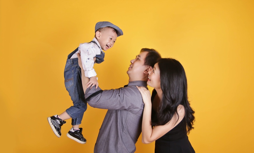 Image 1: Family Photoshoot with Hair Styling, Makeup, and Two Images