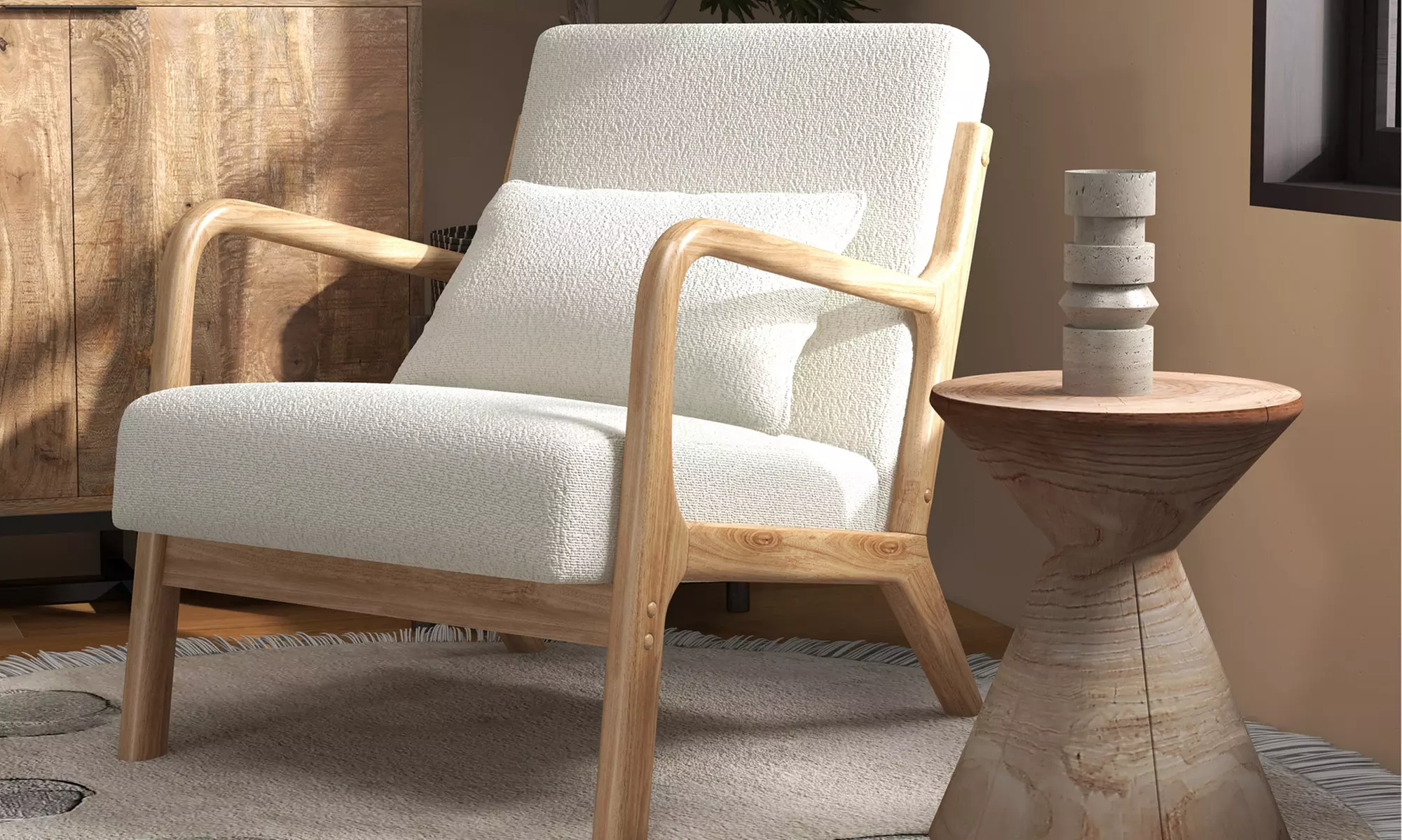 Poltrona in tessuto e legno Zach Doosense