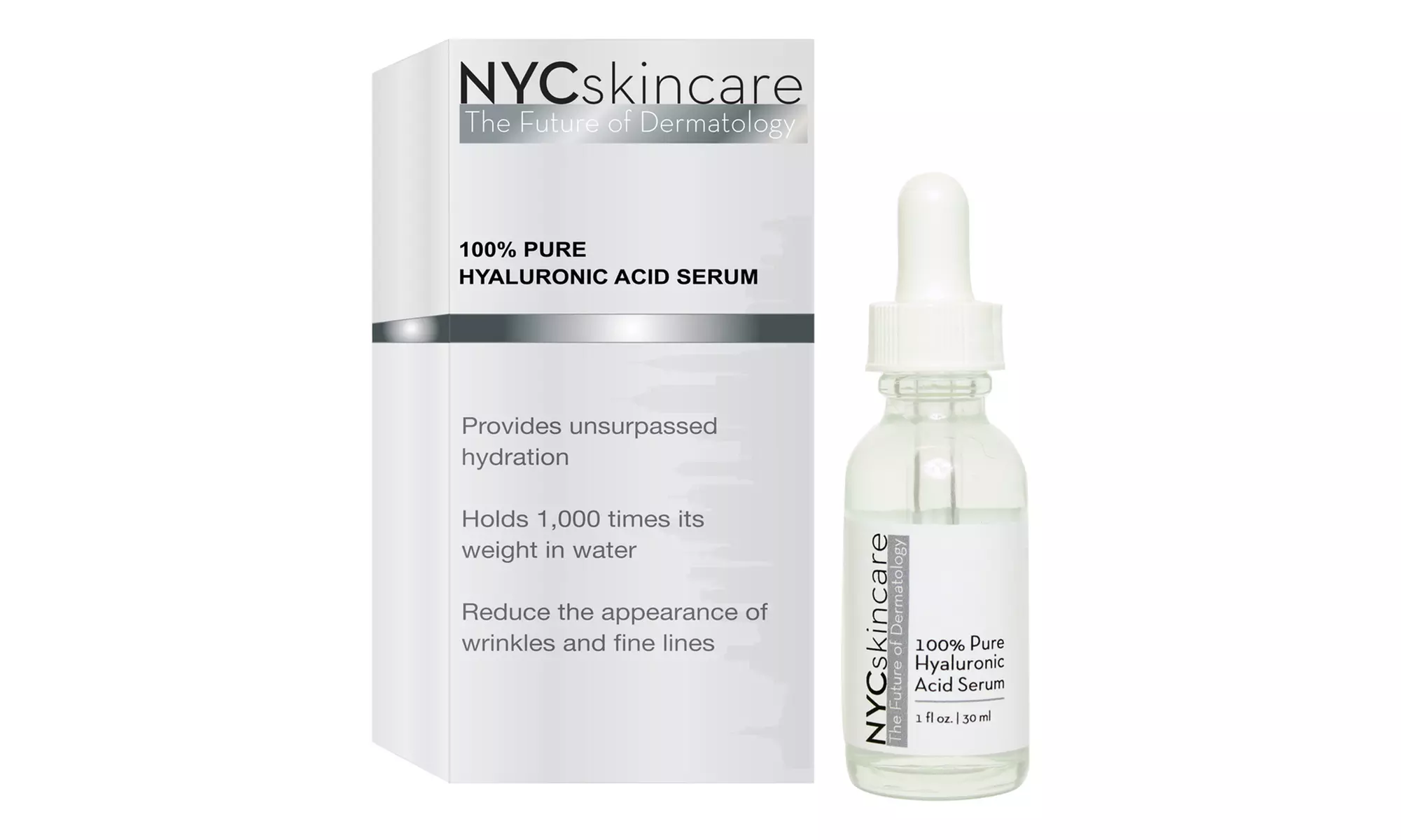 NYCskincare Pure 100% Hyaluronic Acid Serum 1oz (1 pack or 2 pack)