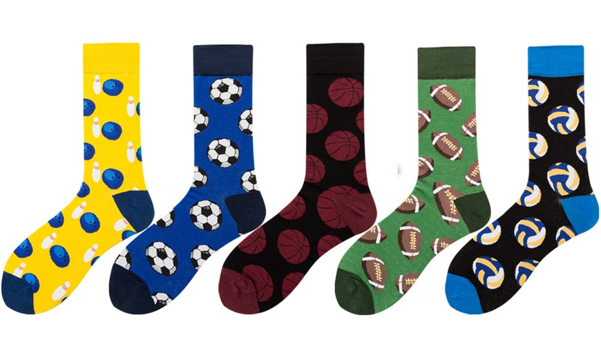 Image 3: Up to 10 Packs of Men's Ball Print Socks
