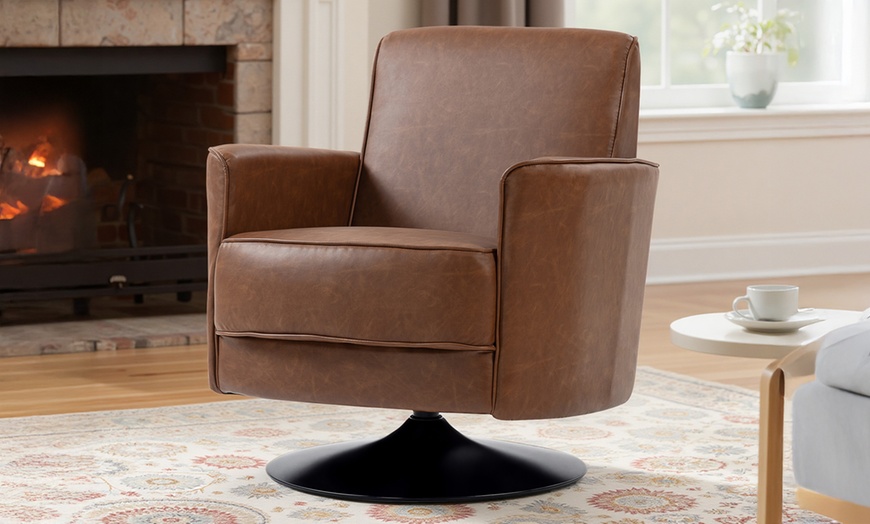 Image 4: HOMCOM Upholstered PU Leather Armchair for Living Room