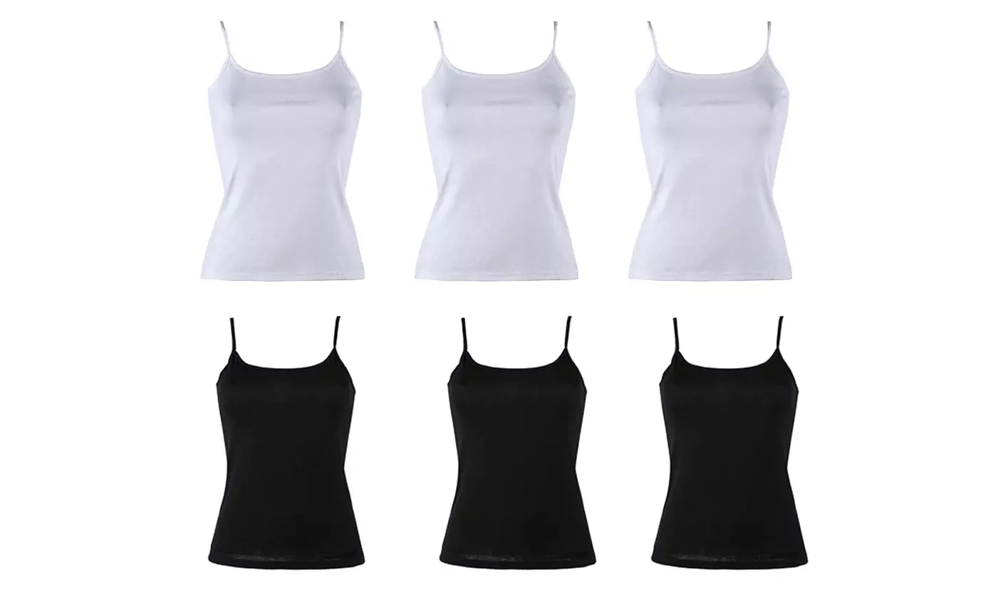 3, 6 o 12 canotte Clarabel spalla stretta in cotone filo di scozia