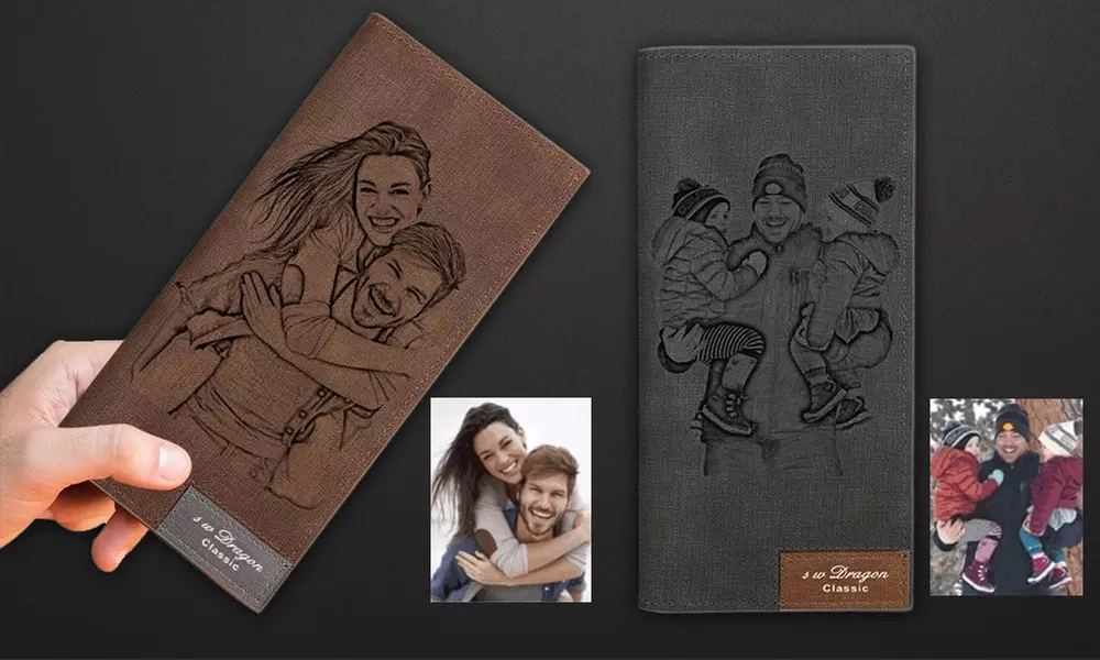 Un portefeuille Justyling gravé de vos souvenirs