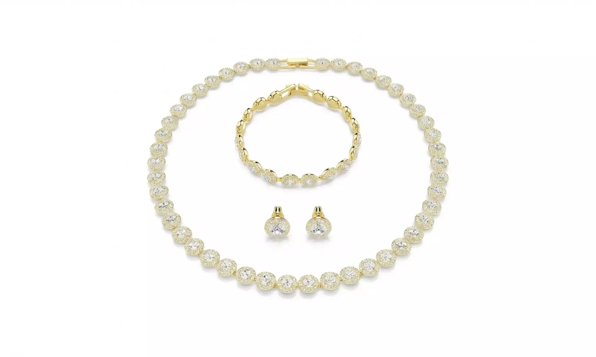 Crystal Jewellery Set with Necklace, Bracelet and Earrings