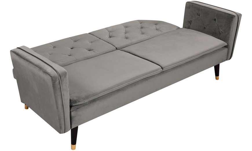 Image 3: Malmo Plush Velvet Sofa Bed