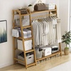 Image 3: Freestanding Bamboo Rack with Storage Shelf and Hooks