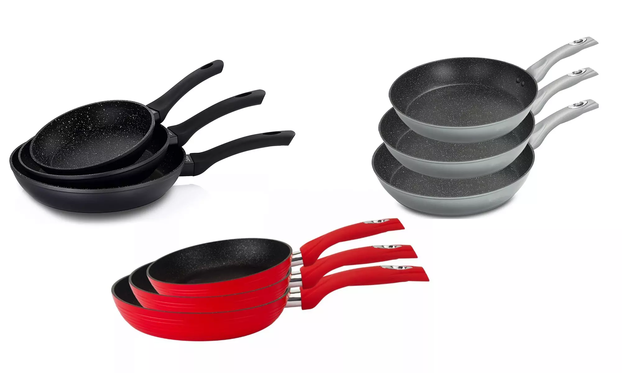 3er-Set Royaltyline Pfannen-Set in Schwarz, Silber oder Rot - Primary Image