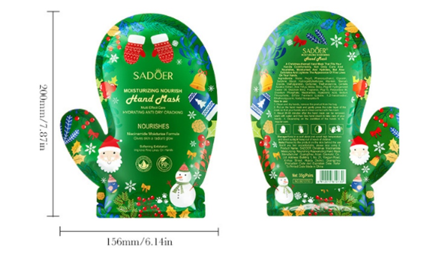 Image 5: 10 Packs of Christmas Niacinamide Foot and Hand Mask