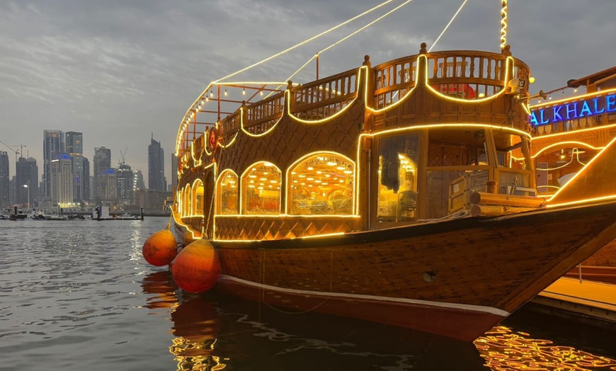 Image 1: 2-Hr VIP Marina Dhow Cruise with Dinner for 1, 2, 4 Adult, or 1 Child