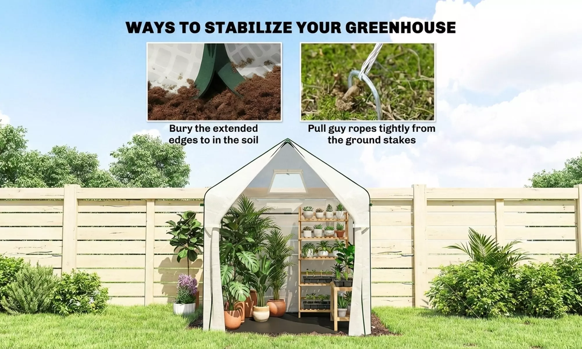 Outsunny Walk-In Garden Greenhouse with Roll-Up Door and Windows