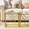 Image 7: HomCom Set of Three Stacking Coffee Tables in White and Gold Tone 