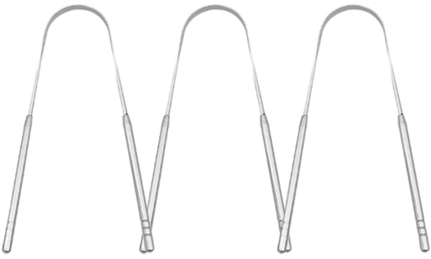 Image 2: Pack of Three Stainless Steel Tongue Scrapers