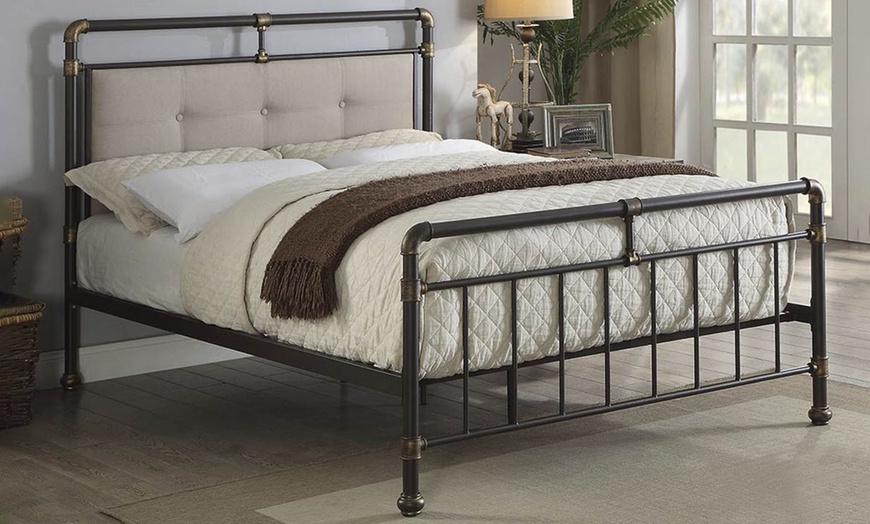 Image 1: Oxford Industrial-Styled Bed