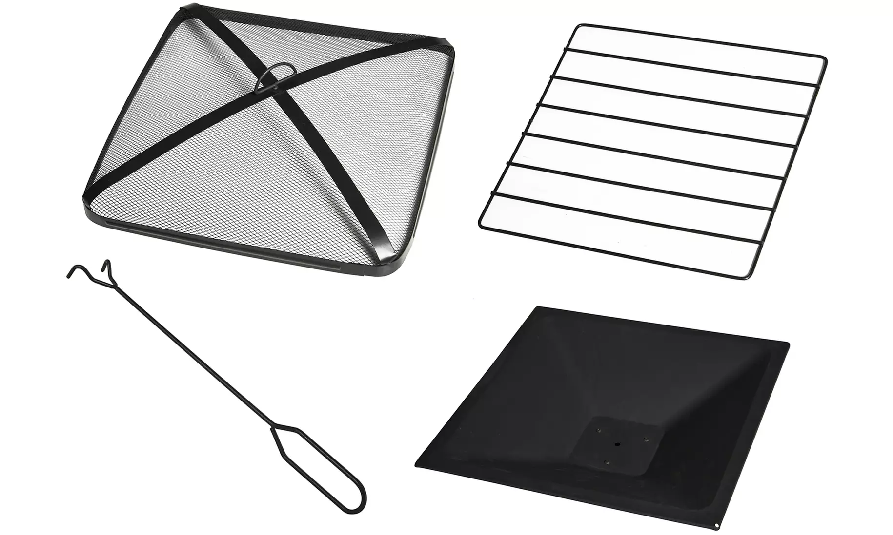 Outsunny Square-Shaped Fire Pit Table with Optional Grill Shelf