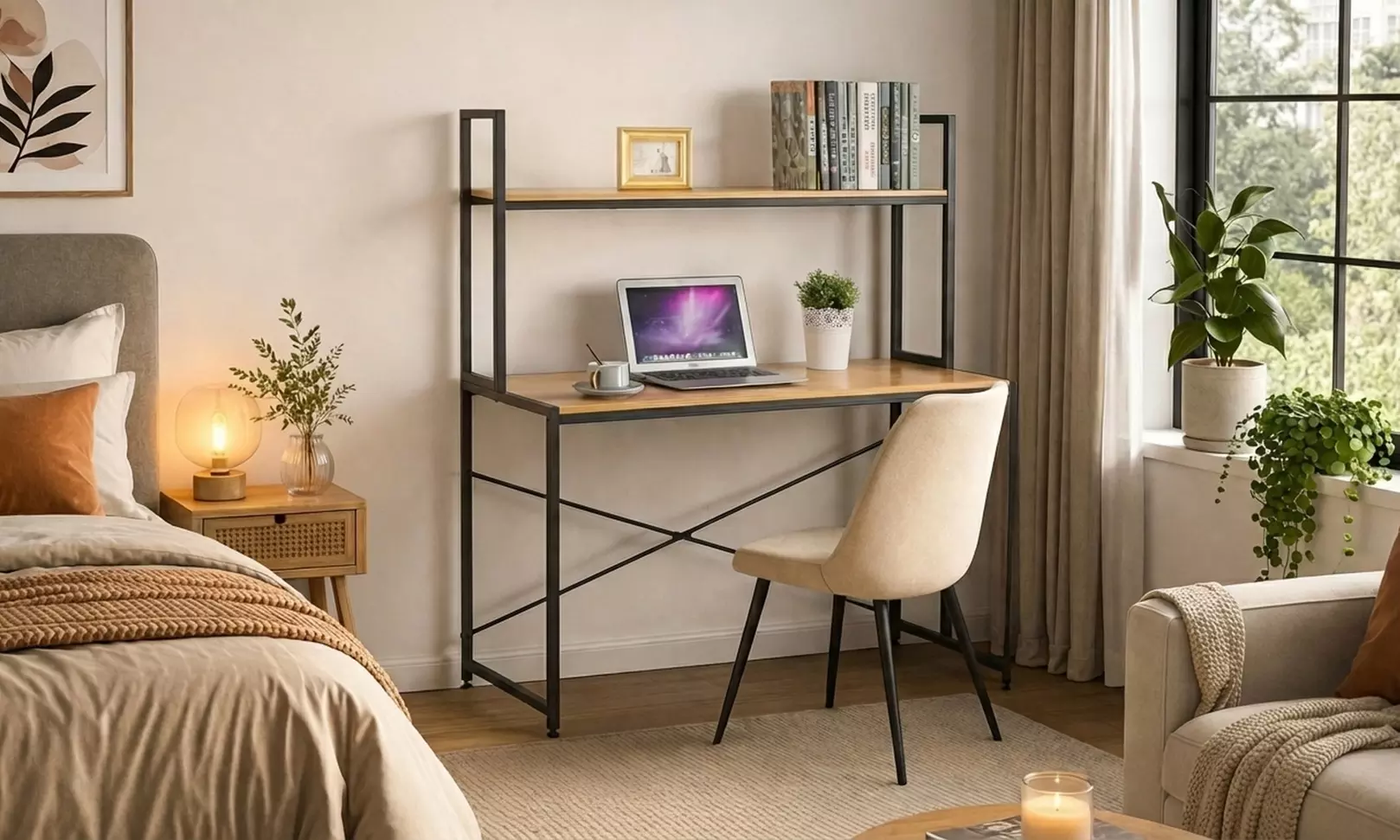 Scrivania industriale con ripiani