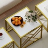 Image 6: HomCom Set of Three Stacking Coffee Tables in White and Gold Tone 