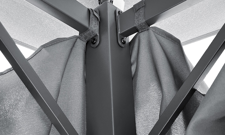 Image 6: Dark Grey Gazebo with LED Lights and Sunshade Curtains