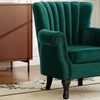 Image 4: Velvet-Upholstered Wing Back Armchair