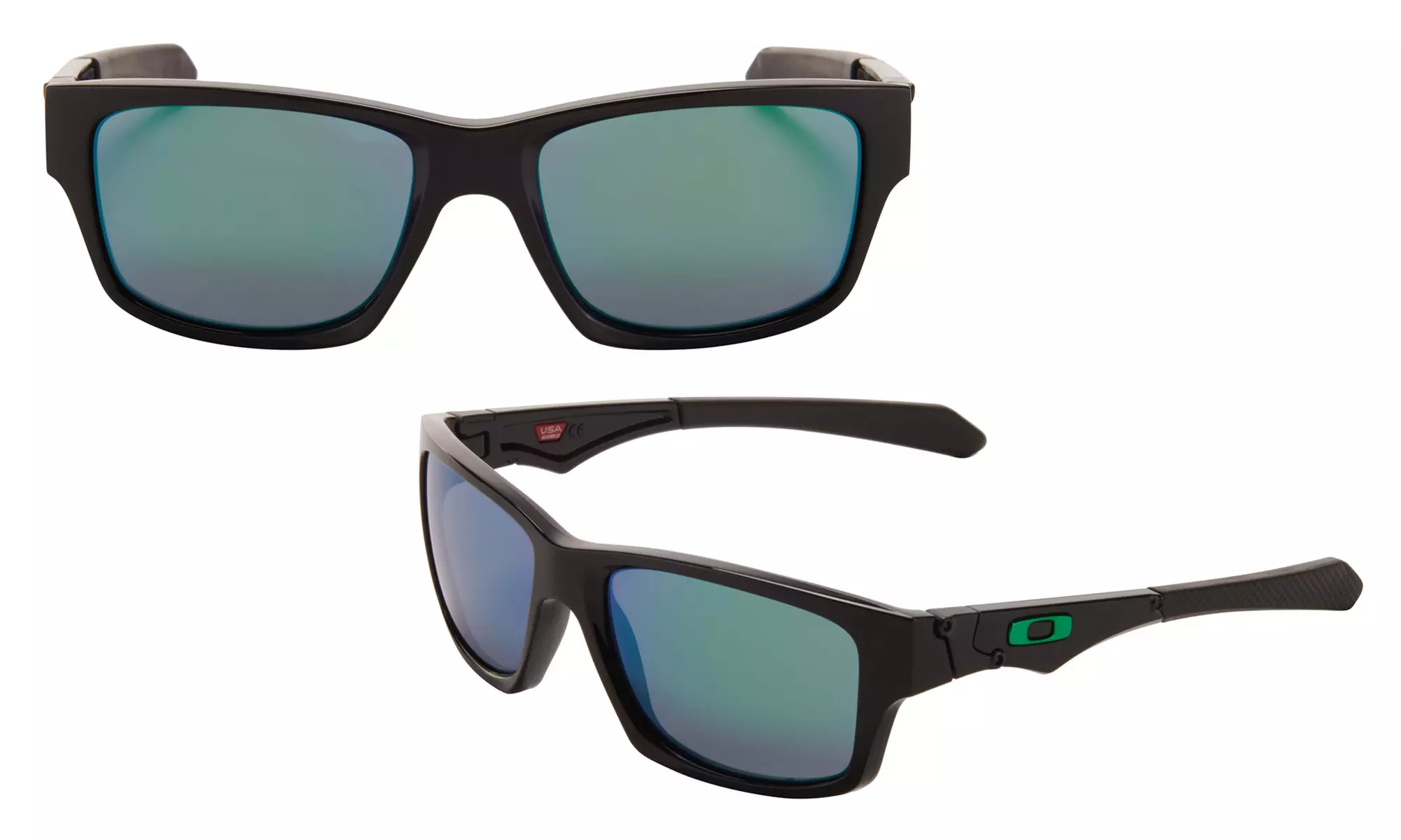 Oakley Jupiter Men's Squared Sunglasses with Polished Black Frame and Jade-Iridium Lens - Primary Image