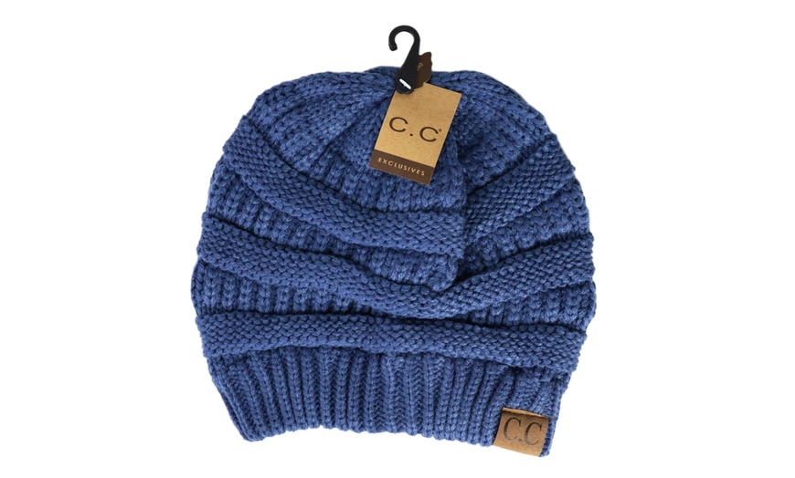 Image 25: Cheveux Corp. Women's Solid Classic CC Beanie 