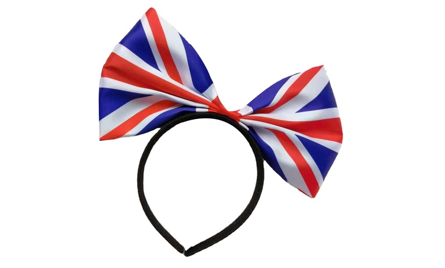 Image 3: One, Two or Four Great Britain Union Jack Flag Bow Headbands