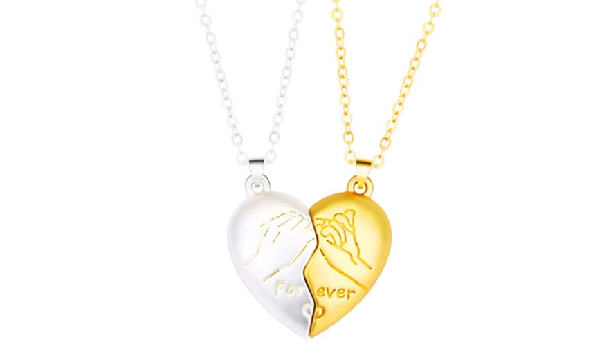 Image 5: Magnetic Half Heart Couples' Necklace Set