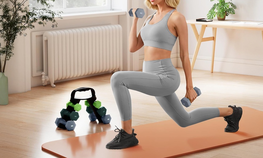 Image 9: SPORTNOW Dumbbells Set with Carry Storage Rack