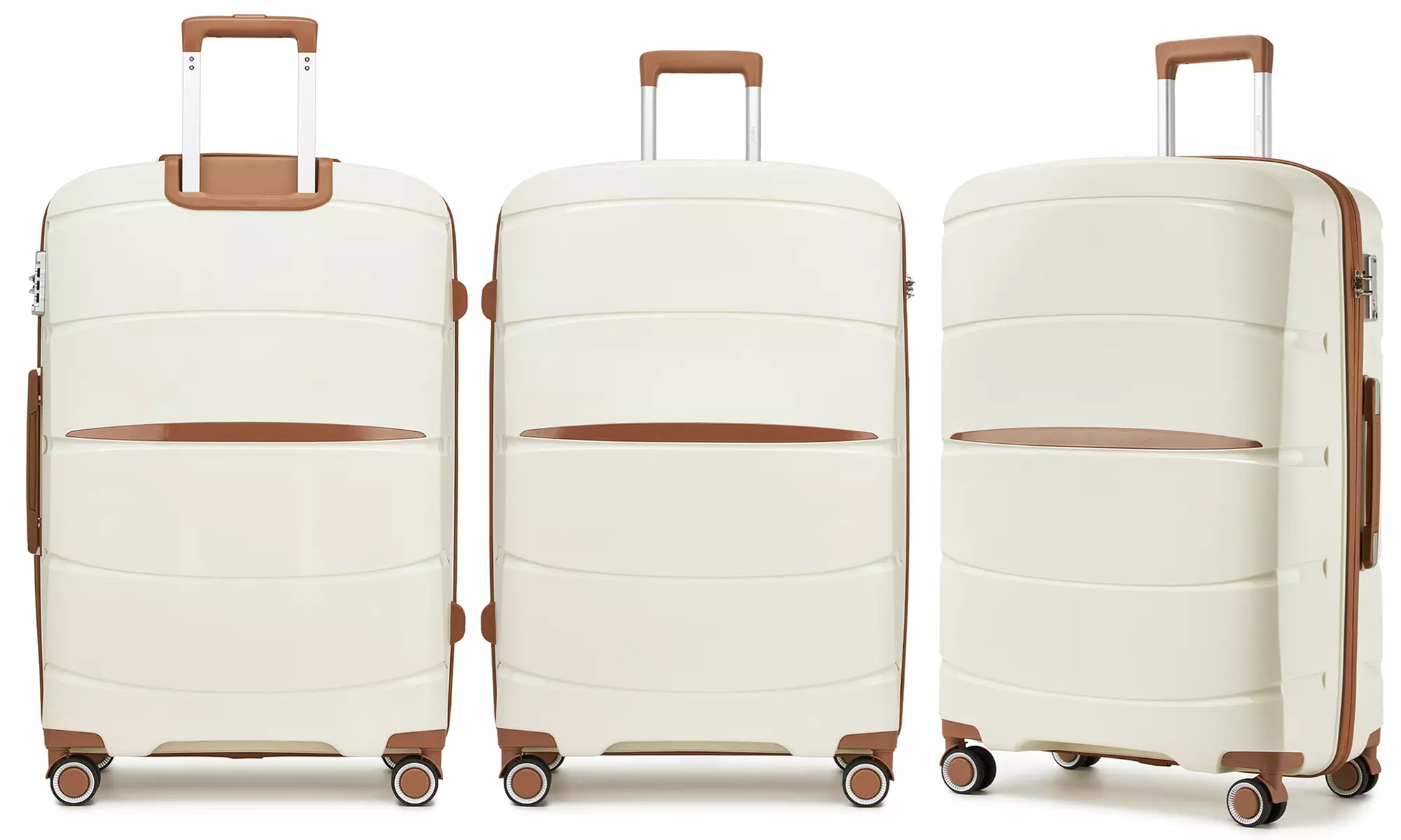 1 / 3x KONO kratzfester PP-Reisekoffer mit leisen Rollen & TSA-Schloss