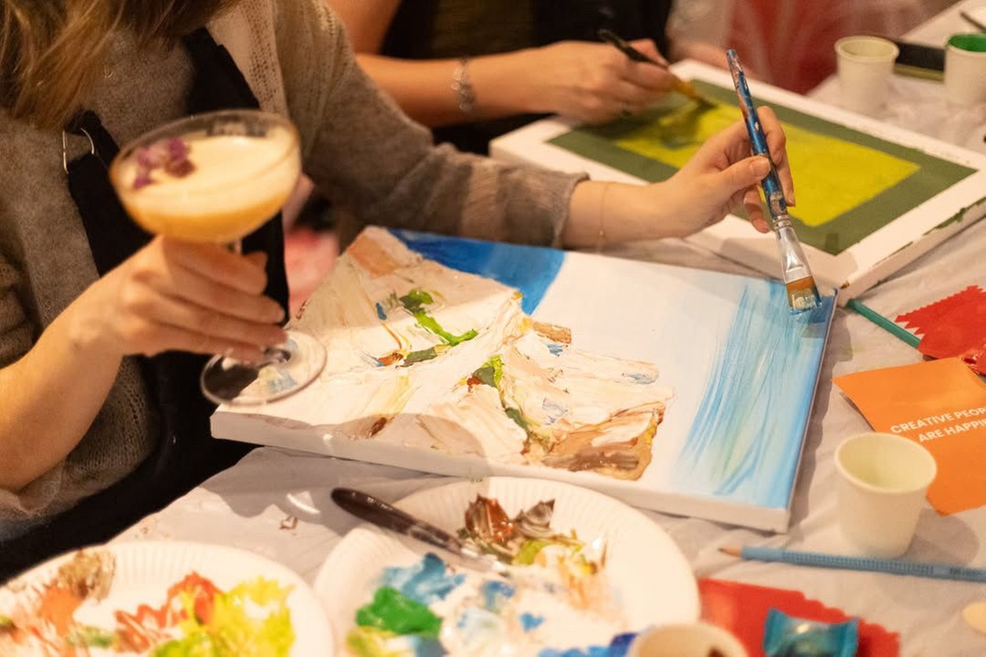 Kreativer Sip & Paint Abstraktes Malen oder 3D Texture Art