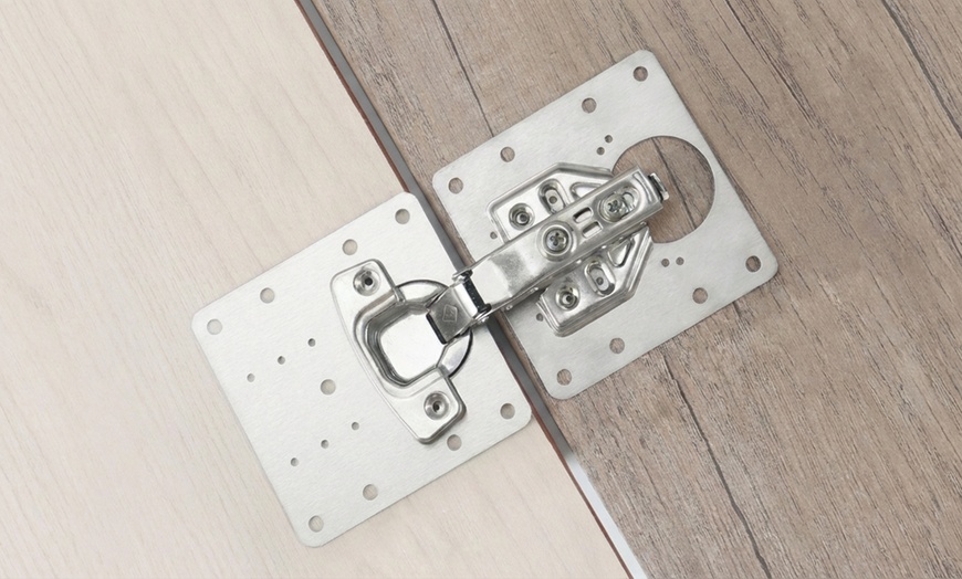 Image 4: 10-Pack Cabinet Hinge Repair Plate Kit - Stainless Steel Heavy Duty Fix for Kitchen & Wardrobe Doors with Screws