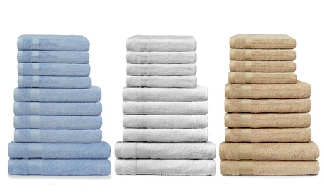 Set 10 asciugamani in morbida spugna 100% cotone disponibili in 3 misure e vari colori