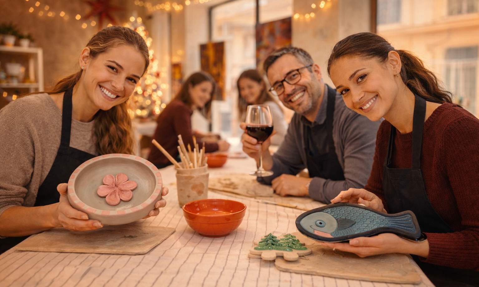 Sesión de cerámica creativa con vino ilimitado para 1 o 2 personas