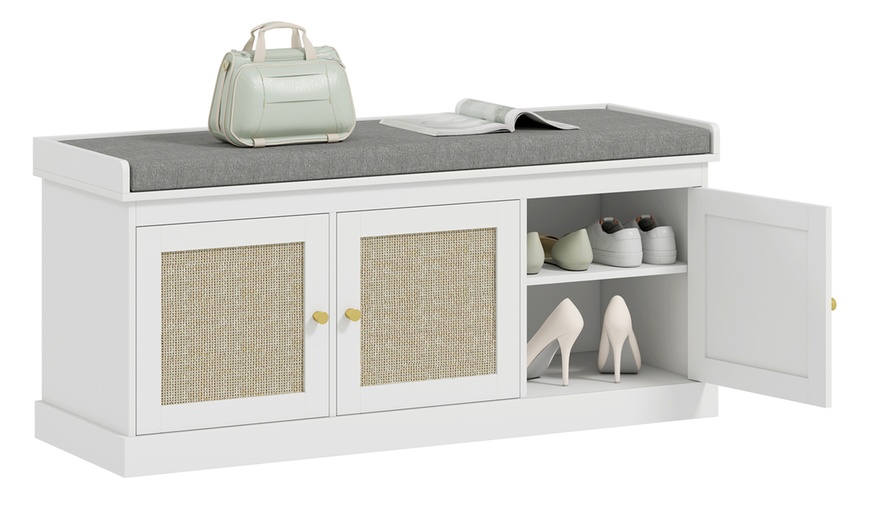 Image 2: HomCom Shoe Storage Bench 