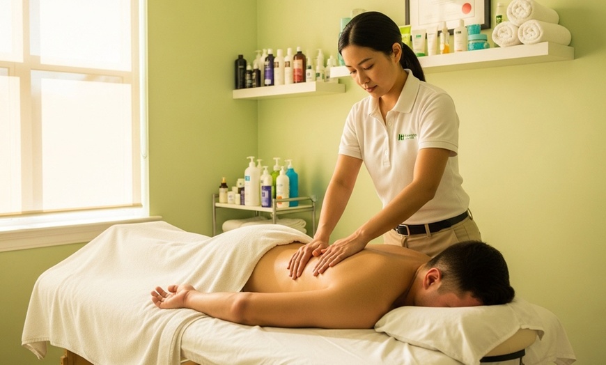 Image 1: Unwind with One 60 or 90 Minute Couples Session Massage 