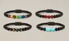 Men's Natural Healing Stone Leather Bracelet with Magnetic Closure
