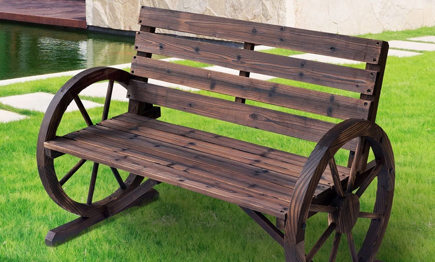 Image 9: Outsunny Two-Seater Garden Bench