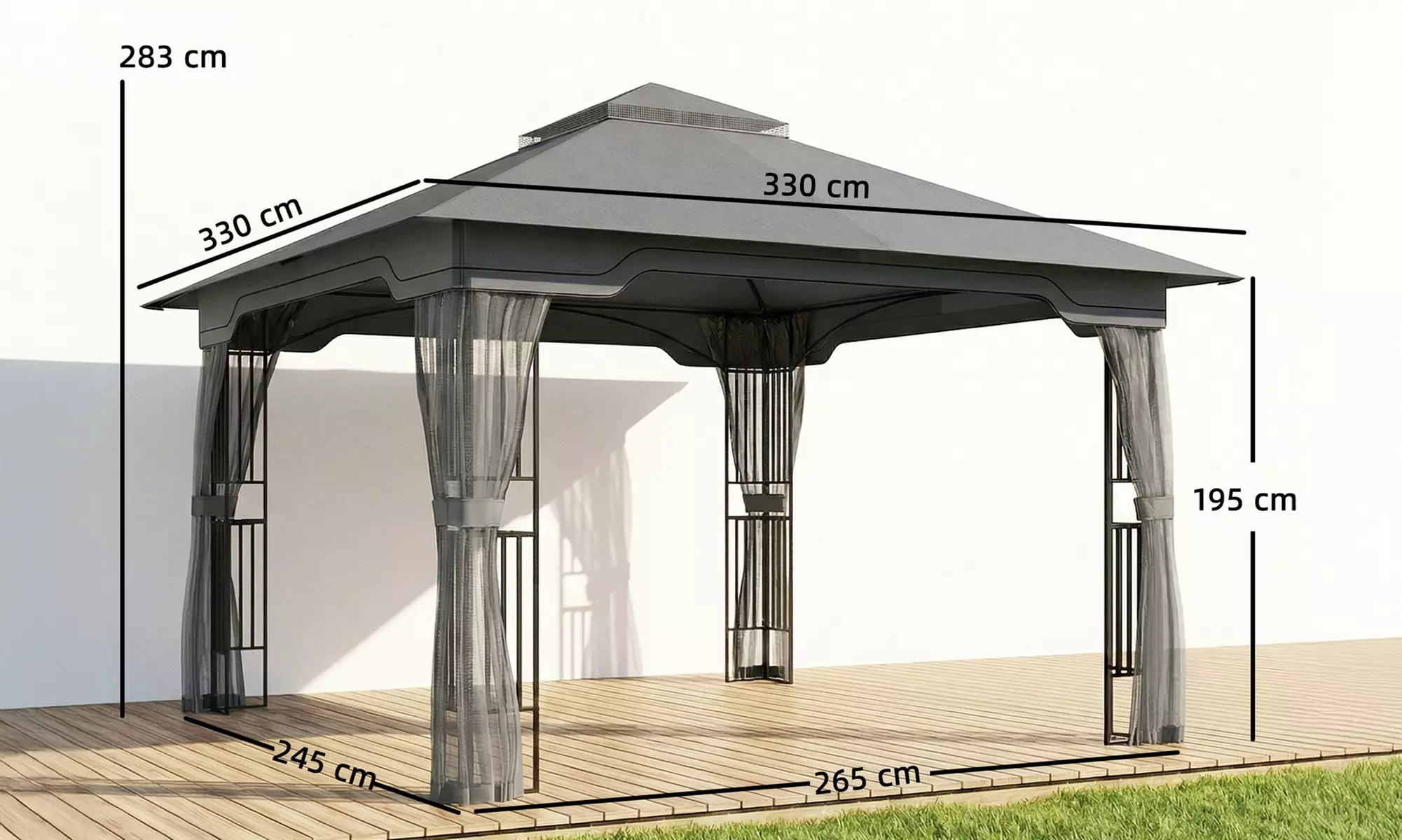 Outsunny Double-Tier Garden Gazebo with Mesh Panels