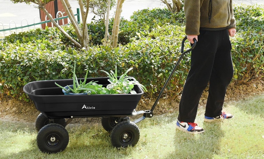 Image 3: Alivio Garden Cart 75L Heavy Duty Wheelbarrow Trolley