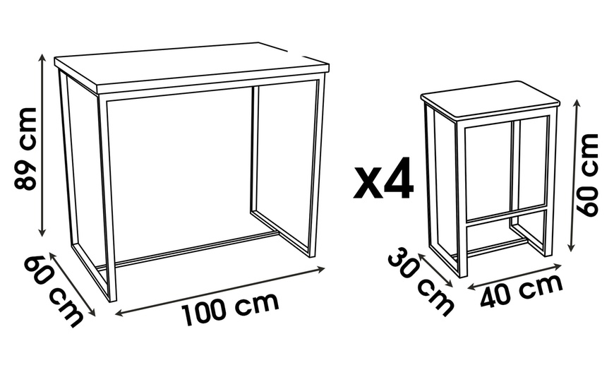 Image 8: Hoge bartafel met 2 of 4 krukken