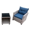 Image 2: Three-Pieces Rattan-Effect Bistro Set with Glass Top Coffee Table