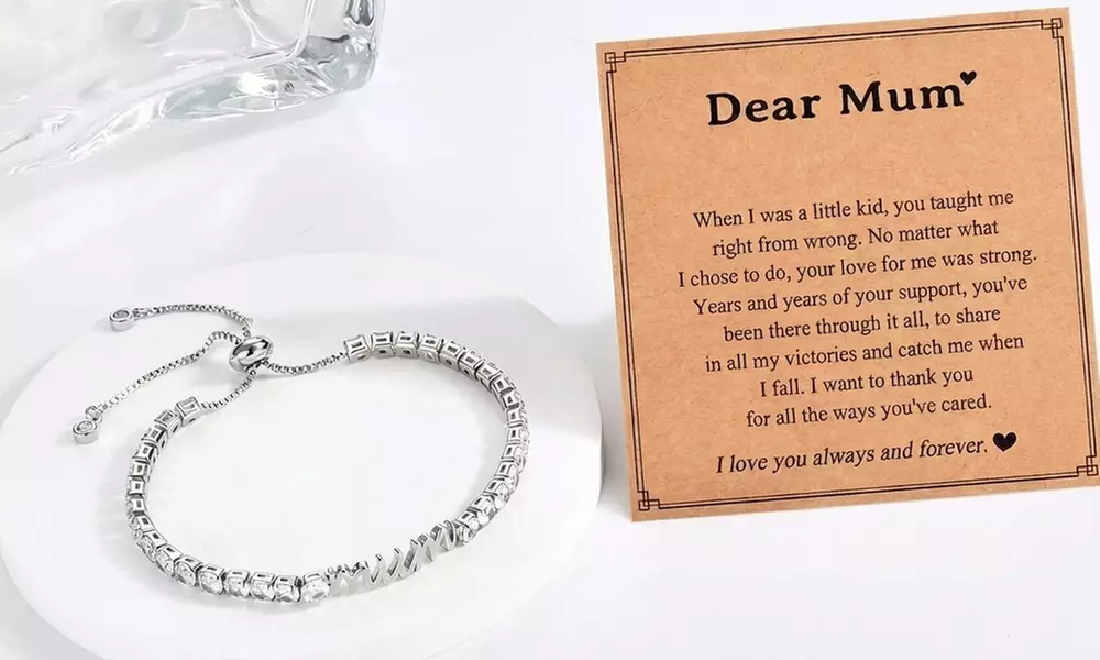 Cubic Zirconia Tennis Bracelet with Adjustable Chain Bracelet