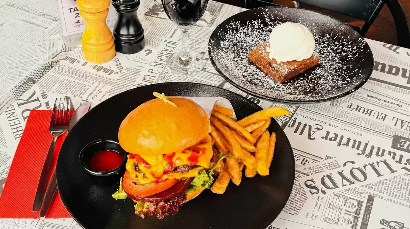 Savor the Flavor: Pasta/Burger Meal with Dessert & Drink for 1, 2 or 4